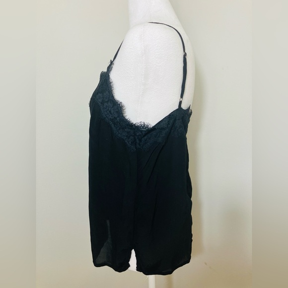 Abercrombie And Fitch Black Camisole Lace Size Medium Tank 90’s Y2K Viscose - Picture 3 of 7